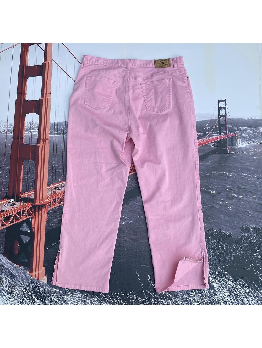 RALPH LAUREN Jeans Co Pants Womens Size 14 Pink Retro Zipper Leg Crop Vintage